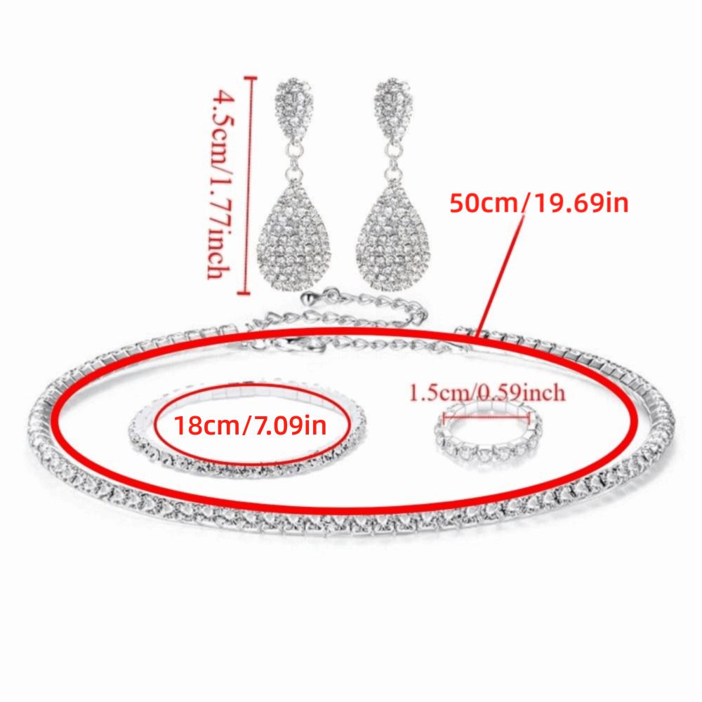 Shiny Bridal Jewelry Set Luxury Rhinestone Choker Necklace  Special Occasions