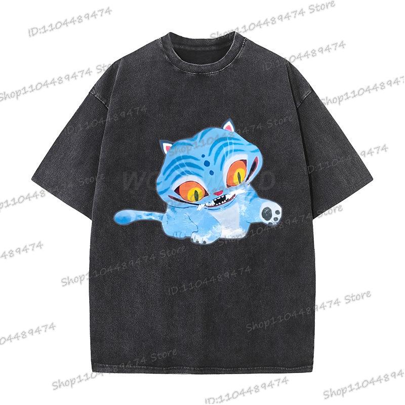 

Новый фильм K-Pop Охотники на демонов Тигр Футболка Летняя Хлопковая Футболка с Коротким Рукавом для Женщин Мужчин Повседневная Постиранная Винтажная Футболка Топы 3XL