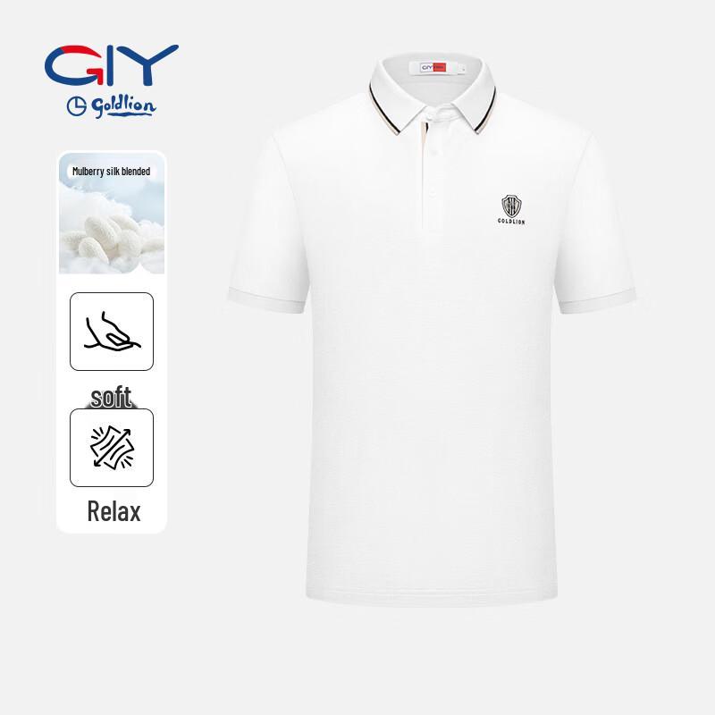 Goldlion Men s Breathable Mulberry Silk Blend Polo Shirt L