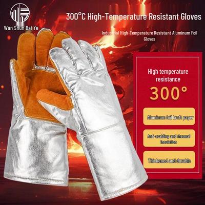 Hochtemperatur-Aluminiumfolien- und Leder-Industrie-Sicherheitshandschuhe