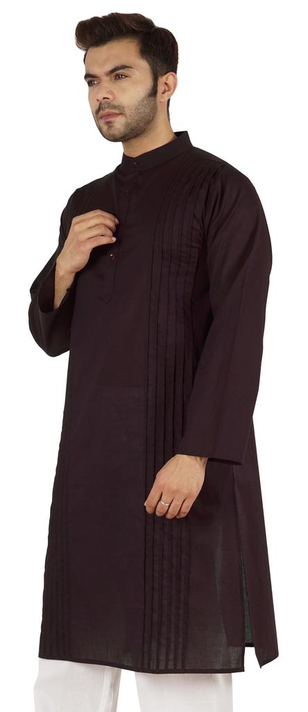 Atasi Cotton Kurta Solid Ethnic- Festive Long Shirt W  Pintuck Traditional Indian Wear For
