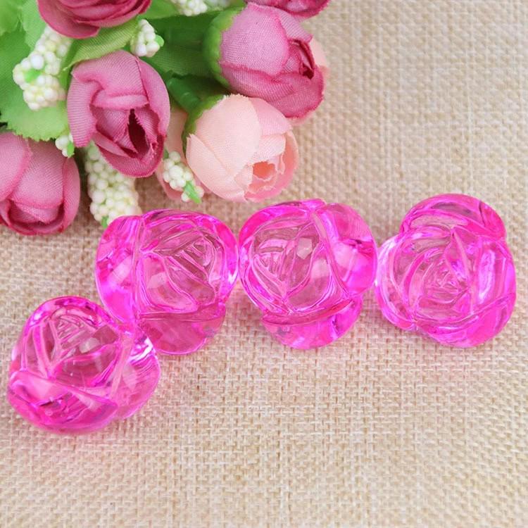 Single-Sided Rose Heart Vase Acrylic Beads for DIY String Curtains - Transparent Beads 20mm Single-sided Small Rose розы красного