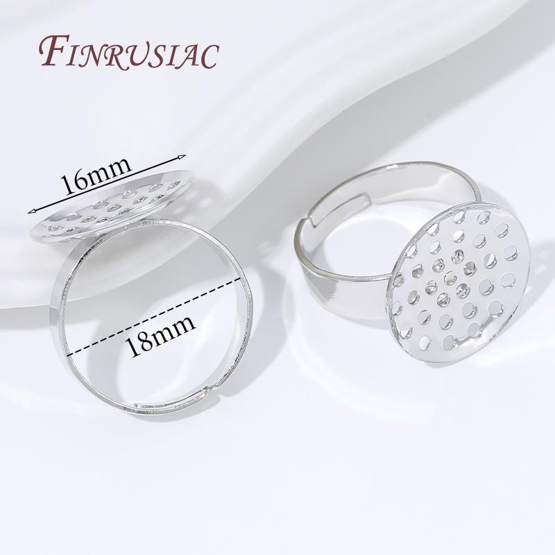 2/4/6pcs Adjustable 14K Gold Plated Open Ring Settings Blank Base Bezel Cabochons Rings For Jewelry Making DIY Finger Ring Blank