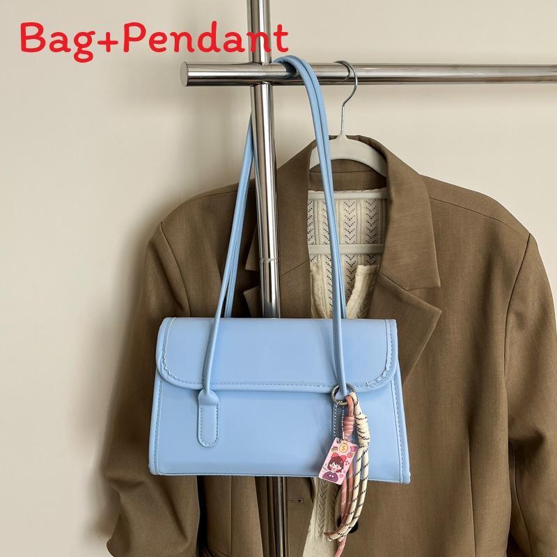 Pu Handbag Stylish Shoulder Bag With Solid Color Design For Casual Street