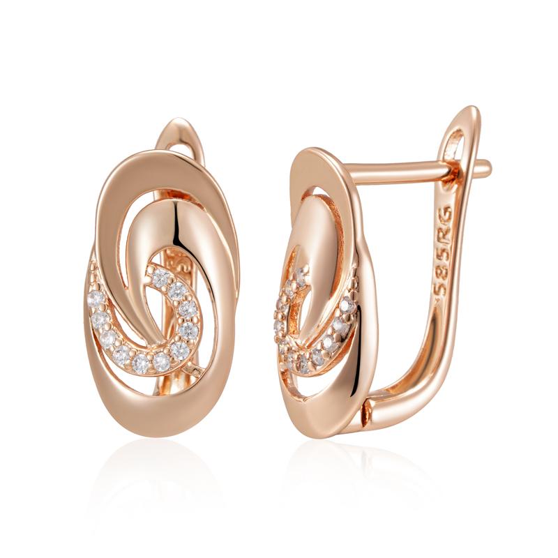 

New Rose Gold Color Drop Earrings For Girl Fashion Natural Zircon Accessories Child Gifts High Quality Daily Jewelry