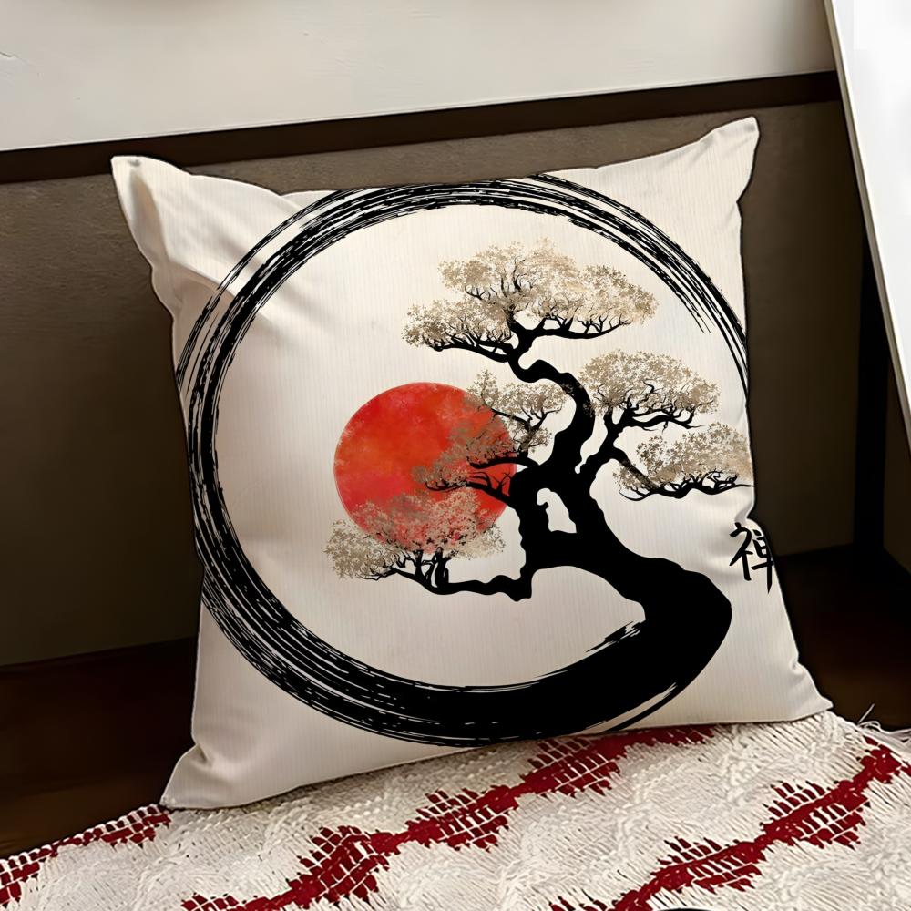 Poszewka na poduszkę w stylu chińskiego malarstwa tuszem Dwustronna Miękka Trwała Poszewka na Poduszkę Dom Samochód Wieloscenariuszowe Zastosowanie dla Codziennego Komfortu