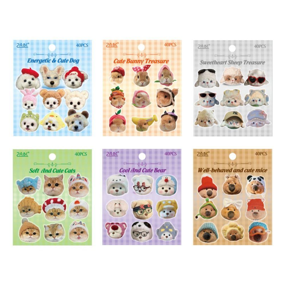 40 Sheets/Bag Playful Puppy Hand Ledger Sticker Bag Kitty Ledger Material Creative Stickers  Student