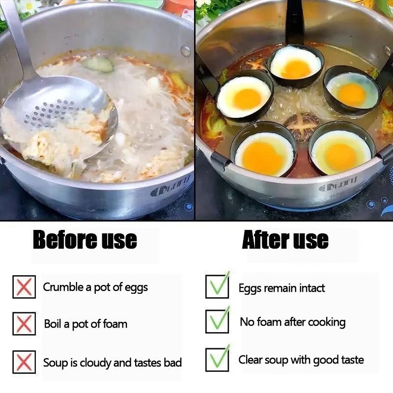 Stainless Steel Egg Poacher Nonstick Egg Boiling Heating Mold with Hanger Hook Kitchen Cooking Steaming Gadgets Tools Cookware