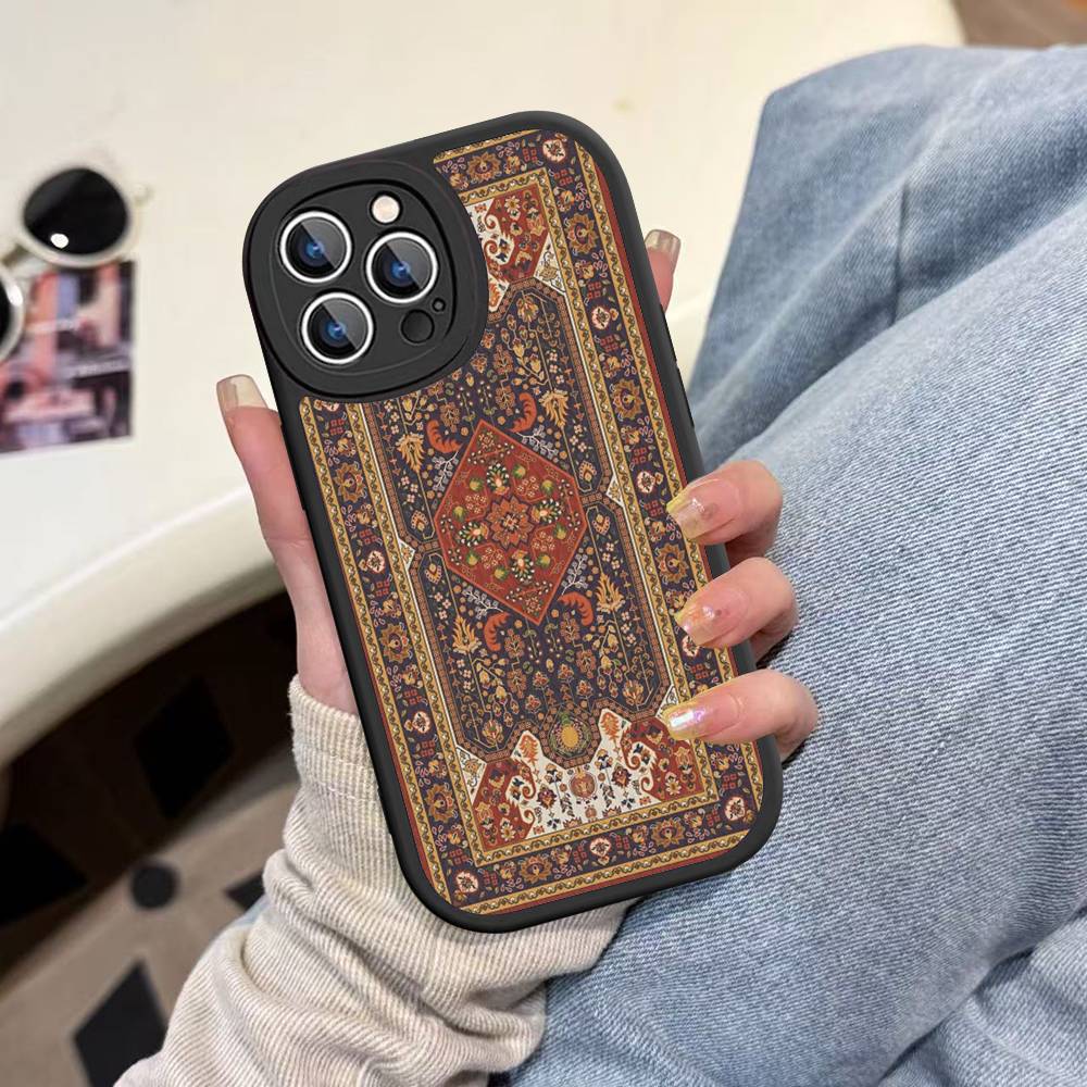 Persian Carpet Floral Pattern Phone Case For IPhone 16 15 14 13 12 11 Pro Max Plus Leather Shockproof Cover