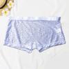 Men Boxer Underwear Low-rise Elastic Waistband Shorts Briefs Solid Color Printing U-convex Panties Breathable See-through Shorts Underwear