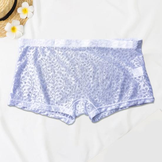 Men Boxer Underwear Low-rise Elastic Waistband Shorts Briefs Solid Color Printing U-convex Panties Breathable See-through Shorts Underwear