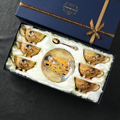 European Coffee Set Bone China Coffee Cup And Saucer Set Retro Luxury Porcelain Cup For Birthday Couple Set With Gift Box