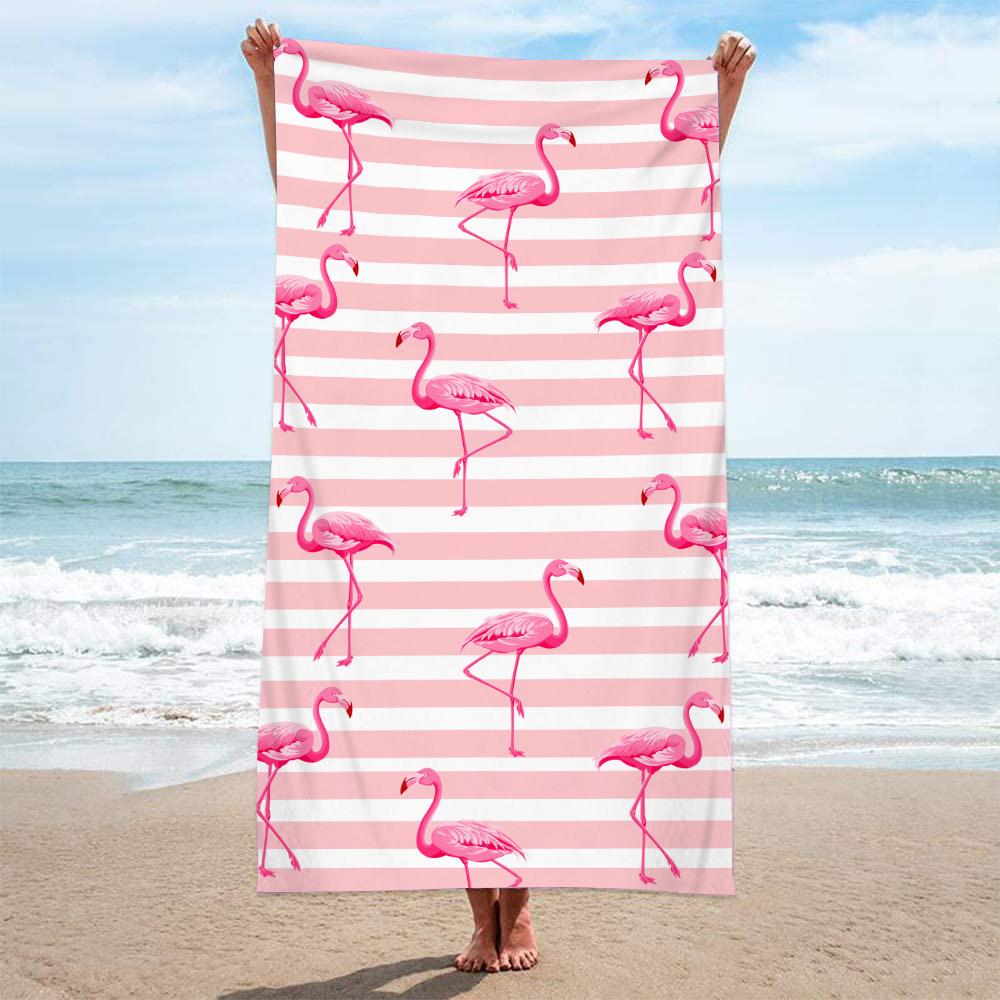 Double-Sided Terry Printed Beach Towel, Microfiber Adult Swimming Bath Towel, Quick-Drying Double-Sided Velvet