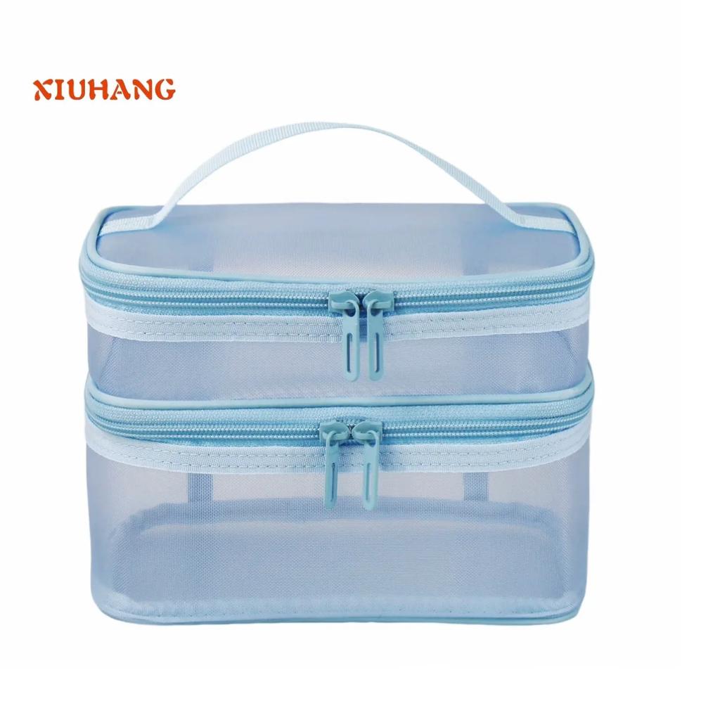 Dames Transparante Mesh Reizen Cosmetische Tas Make-up en Toiletartikelen Kit Opbergtas Make-up Organizer Tas