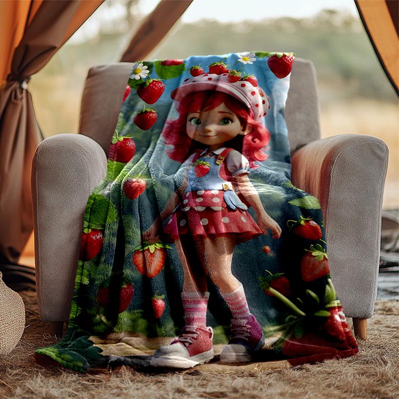Erdbeer-Flanell-Decke Weich Warm Ganzjahres-Überwurf, Design für Camping, Autoreisen, Wandern Sofa, Bett, Büro Perfektes Geschenk für Partys