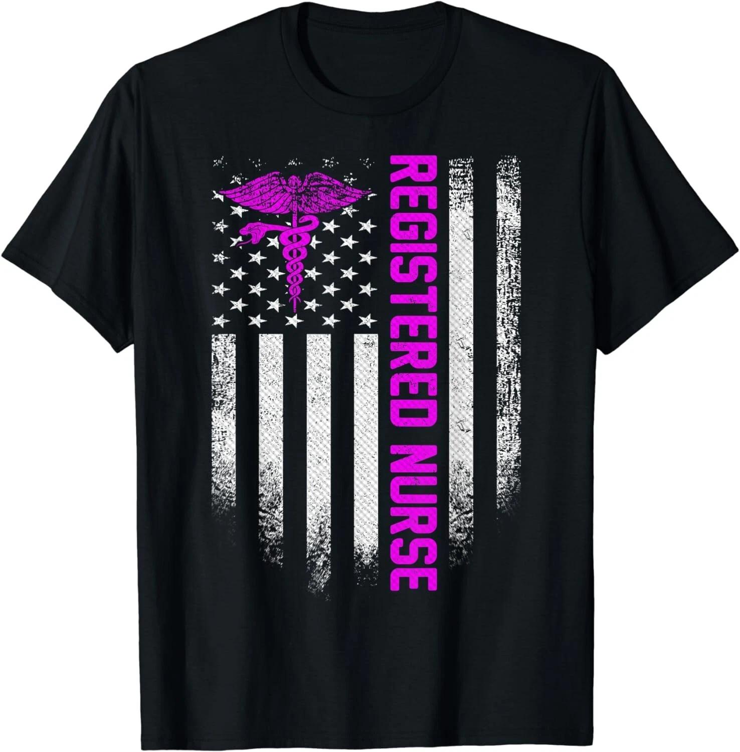 Vintage USA RN Registered Nurse American Flag Patriotic Gift Unisex T-Shirt L