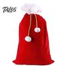 Holiday Party Gift Bags Christmas Velvet Santa Bags, Large Red Soft Fabric Present Sack Flannel Carriers with Drawstring Closure, Reusable Claus