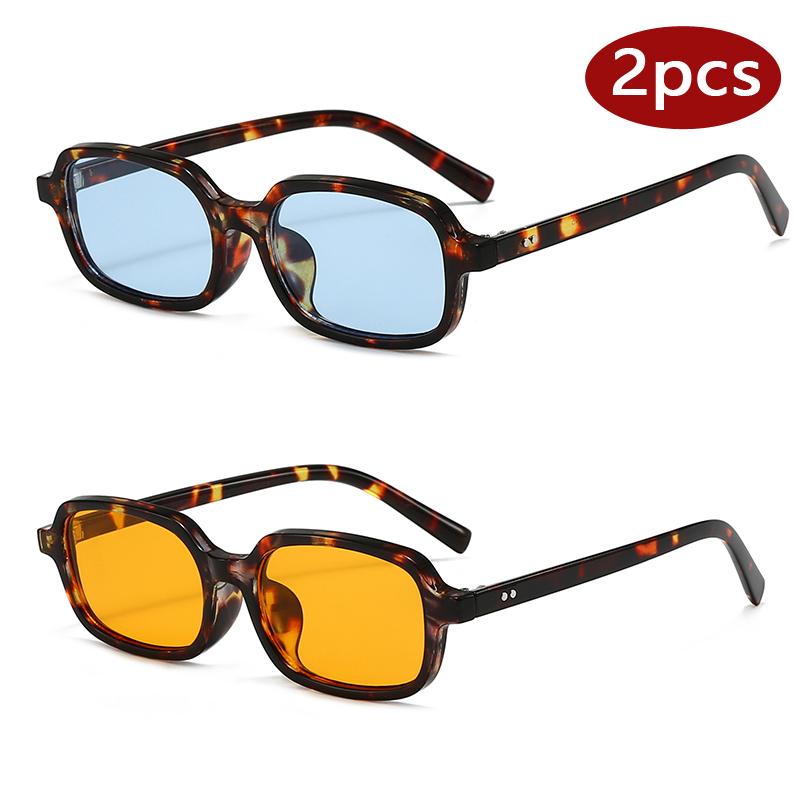 1pcs Women Small Frame Rectangle Sun Glasses Vintage Colorful Mirrored UV400 Retro Sunglasses for Travel