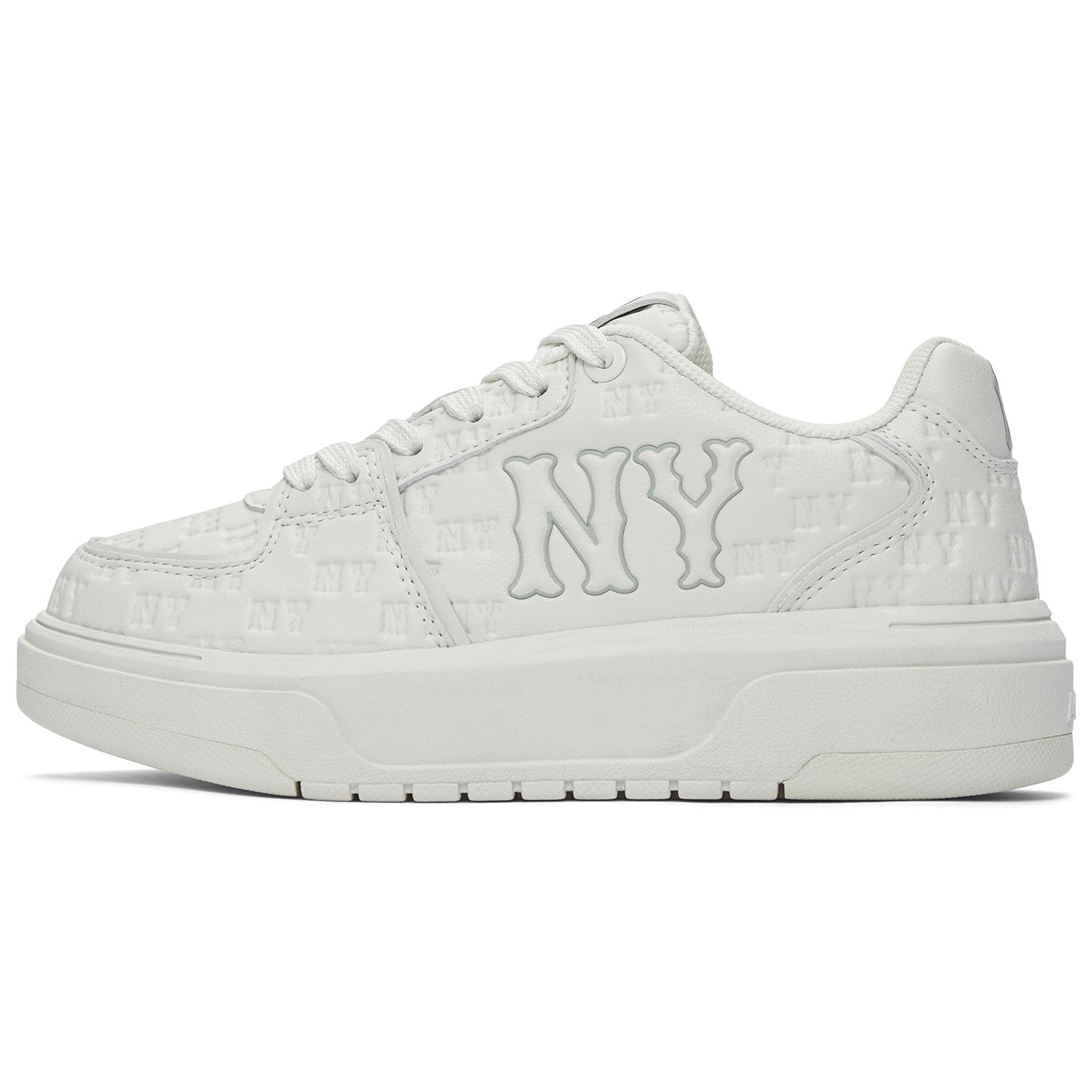 MLB New York Yankees Synthetisch Leer Bloemen Platform Sneakers Mode Veelzijdig Comfortabel Trendy Lage Sneakers Casual Schoenen 3ASXE015N-50WHS 40.5