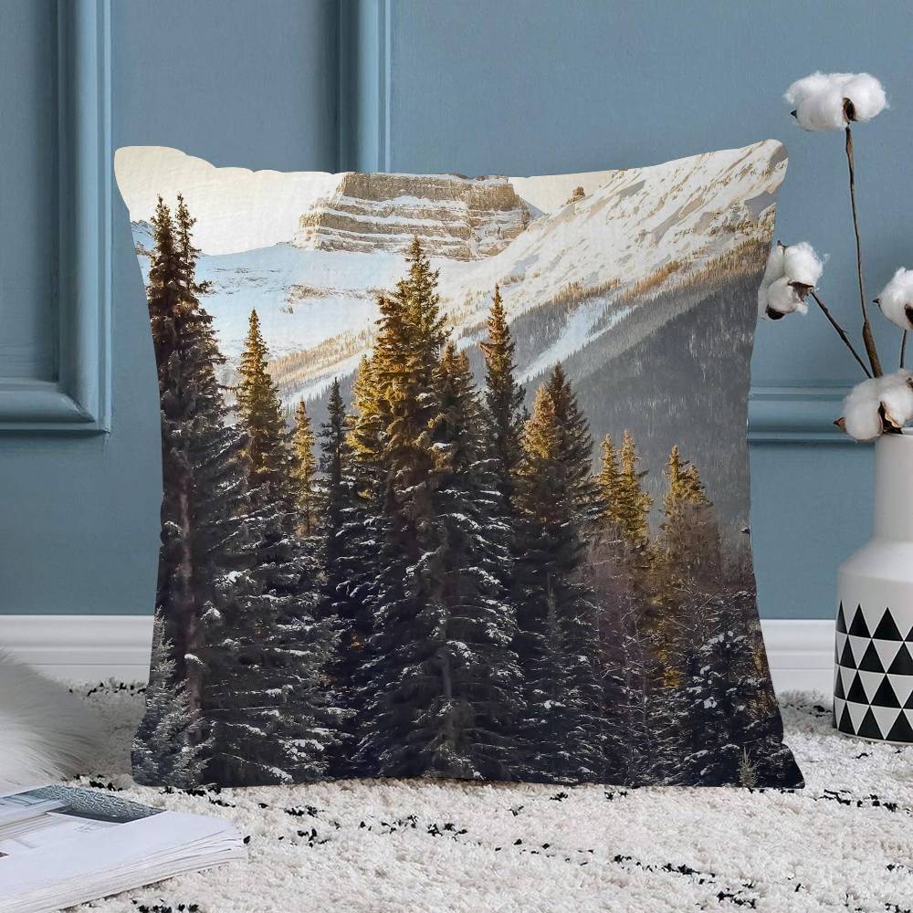 Beautiful Green Mountain Landscape Nature Scenery Cushion Cover Farmhouse Decor Home Throw Pillow Covers for Couch Decorations