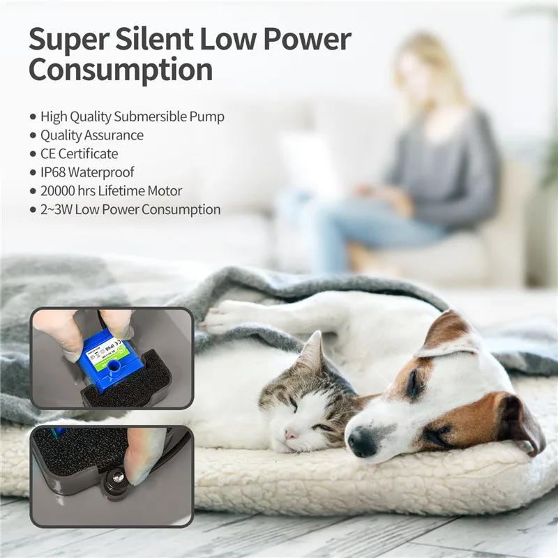 Automatic Cats and Dogs Water Fountain with LED Lighting USB Pet Water Dispenser with Recirculate Filtring for Pet Feeder