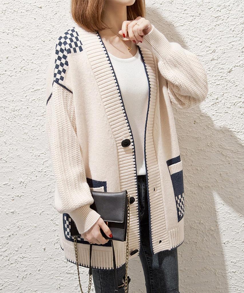 Second Roots Patterned and Ribbed Knit with Loose Warm Cold Weather Long Loose Loose Slim Stretch Knit Front Cardigan, Solid, Buttons, Fit, Outerwear,
