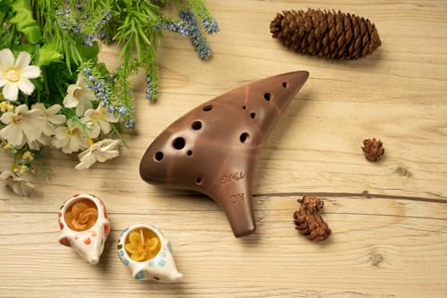 TNG Ocarina [Brown / 12-Hole / AC] Single (with dedicated case) High-Quality Ocarina for Wind Instruments, Purple Sand