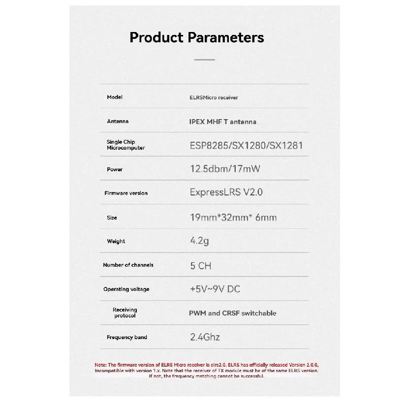 BETA FPV ELRS Micro receiver fixed wing suitable for 2.4GHz long-distance ship model PWM