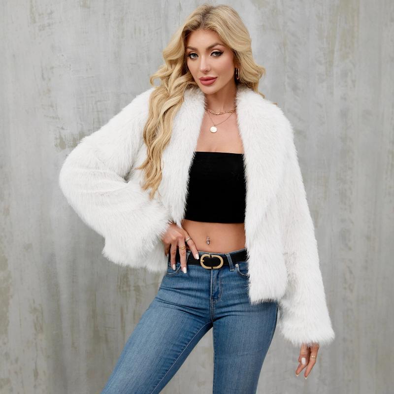 

Женская куртка из искусственного меха, плюшевая и теплая S белый