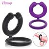 Men Penis Ring Ejaculation Delay Dual Ring Soft Sicilone Male Masturbator Sex Toy for Couple Games Cock Ring Penis Trainer