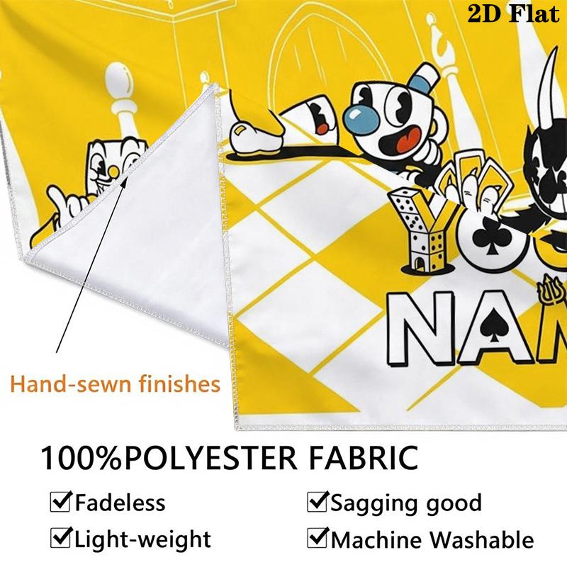 Name Custom Cuphead Wall Tapestry Aesthetic Wall Hanging Printed Fabric Blanket Decorative Tapestries for Bedroom Living Room Home Decor