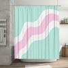 Boho Shower Curtain Set Waterproof Abstract Wave Pattern Fabric Liner Bathroom Decor Modern Farmhouse Coastal Style Chic