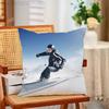 Snowboarding Sport Funny Pillow Case Antidustmite Pillowcase Invisible Zipper Silky Short Plush Sofa Cushion Cover