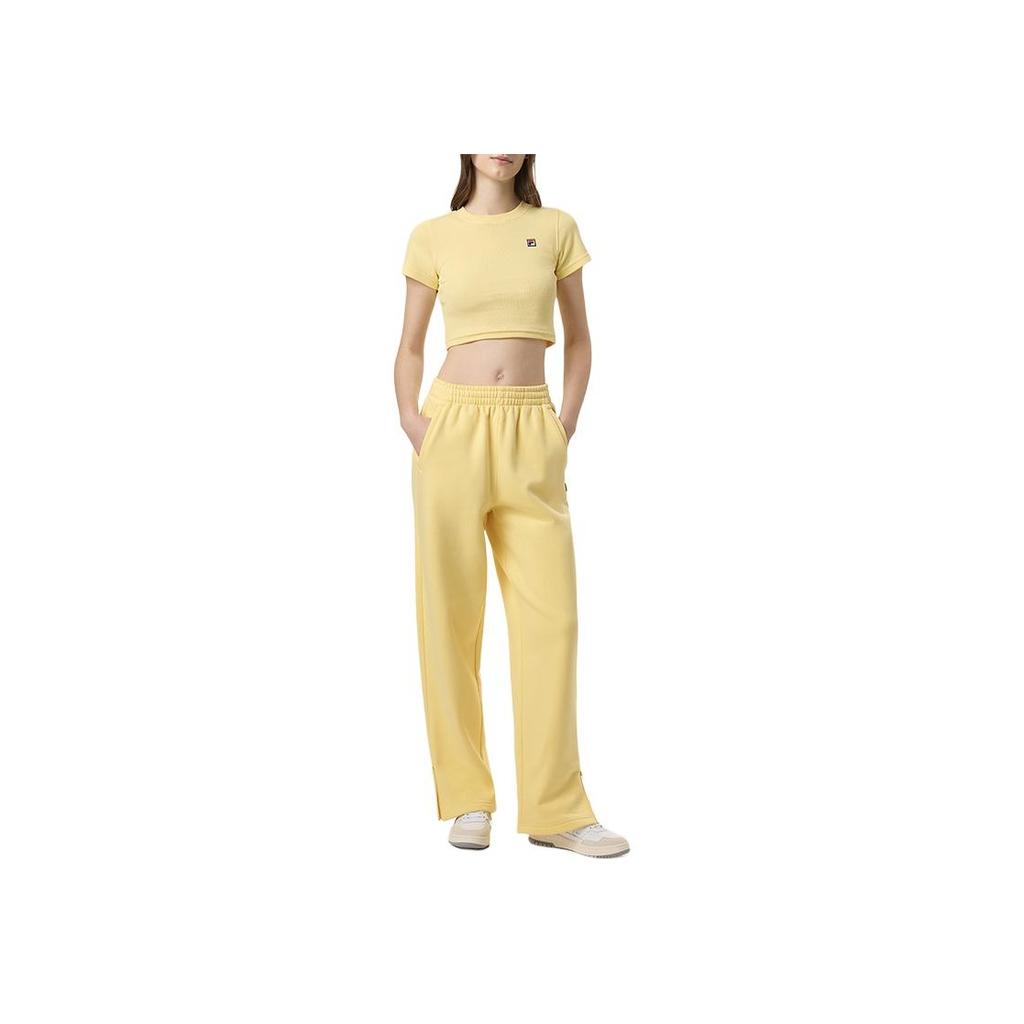 FILA X Hailey Collaboration Athletics Series Fashion Comfortable Short Sleeve T-Shirt Women tops Yellow A71W523101F-YE