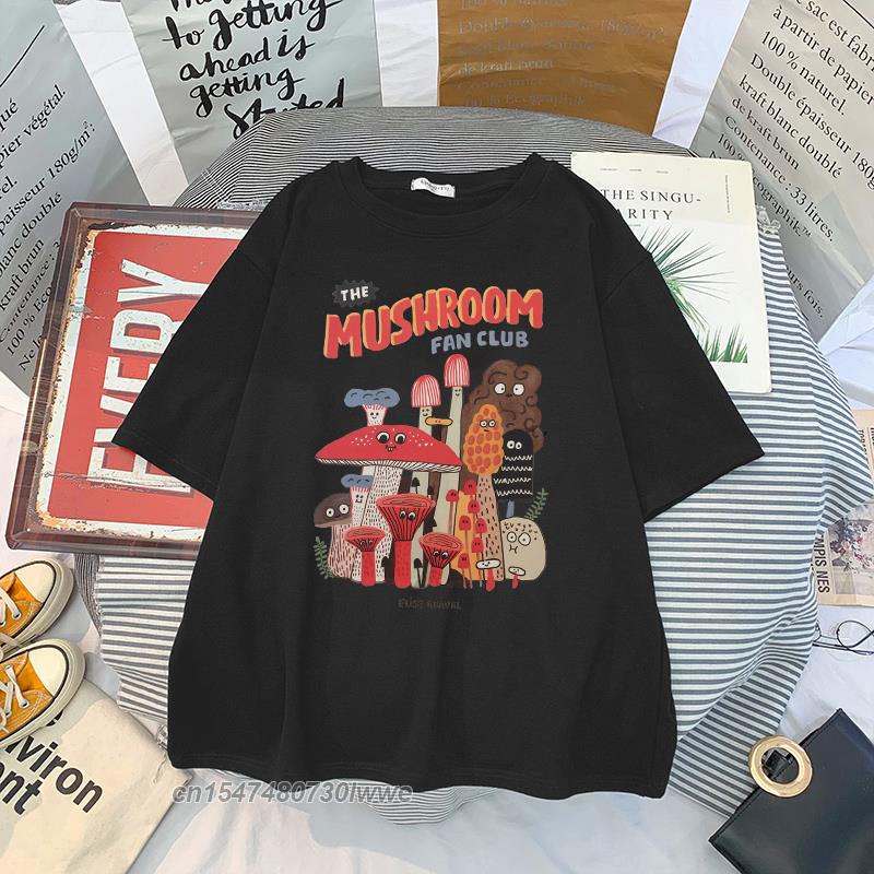 Material Retro Apricot Mushroom Cute T Shirts Oneck Casual 100 Cotton Plus Size Unisex Unisex Tshirts 2022 Streetwear Clothes