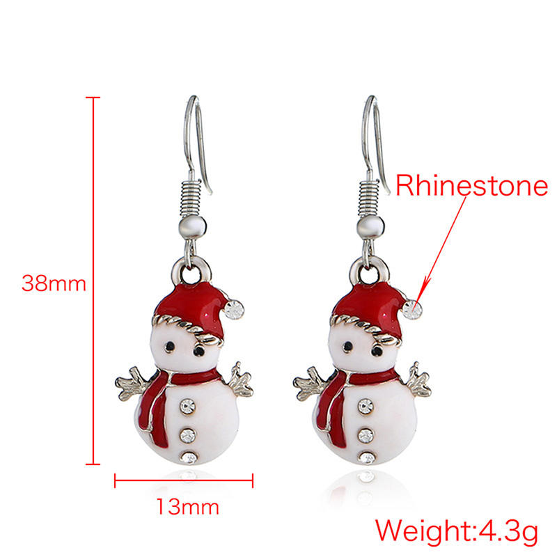 Cute Christmas Snowman Earrings For Women Elegant Snowflake Christmas Tree Sock Bells Earrings New-Year Party Jewelry Gift