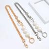 Handbag Chain Strap Metal Shoulder Crossbody Replacement Strap Chain with Buckles Bag Strap with Faux Pearl Extension Chain