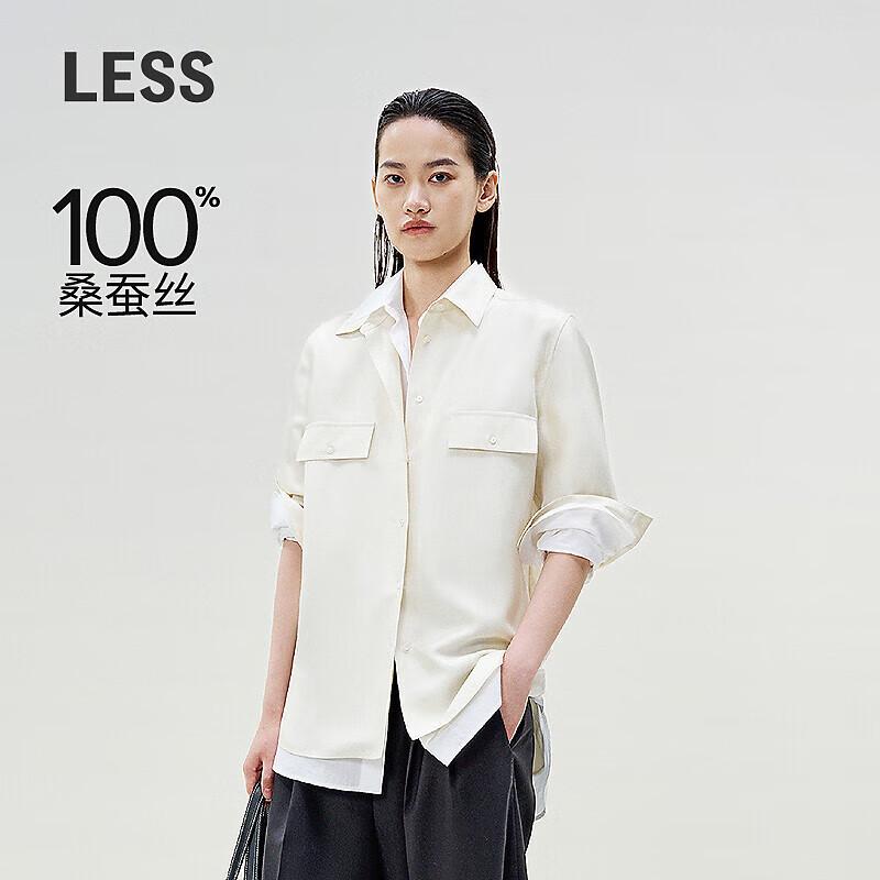 LESS Women s Mulberry Silk Loose Fit Long-Sleeve Shirt US 7