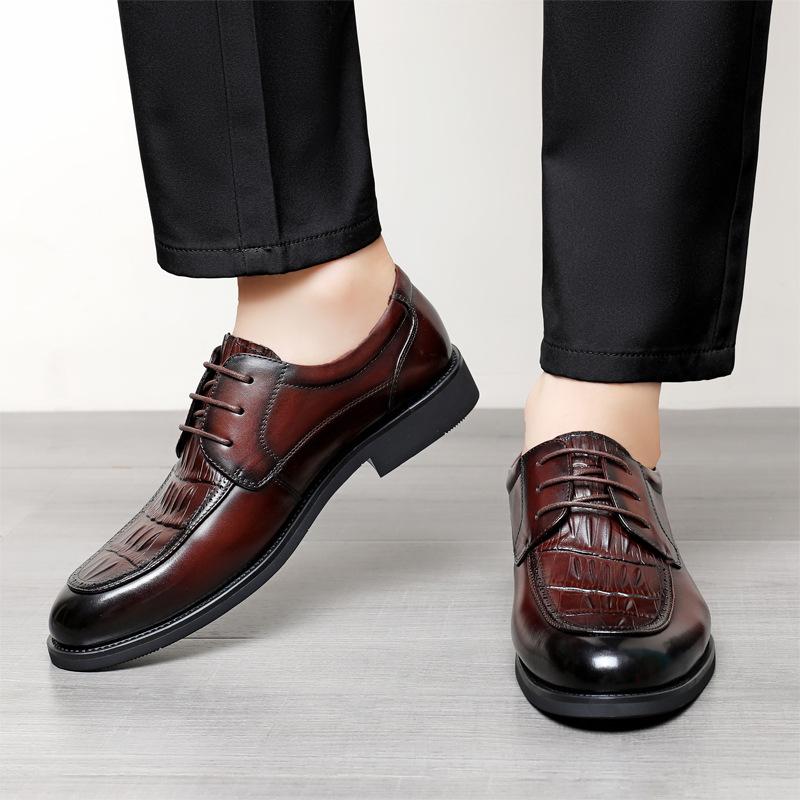 Genuine Men's Shoes Top Layer Cowhide Spring and Autumn New Formal Dress Wedding Groom Shoes High-end Men's Business Casual Leather Shoes