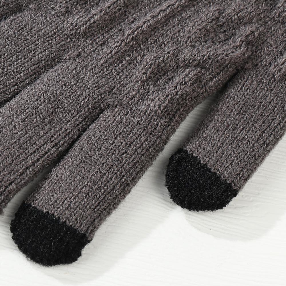 Men Women Plus Velvet Soft Touch Screen Mittens Thick Warm Arm Warmers Knitted Gloves