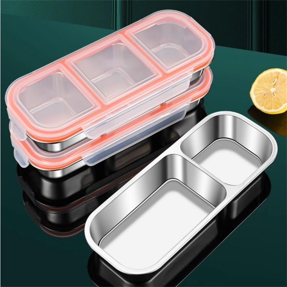 3 Compartment Lunch Box Stainless Steel Snack Container