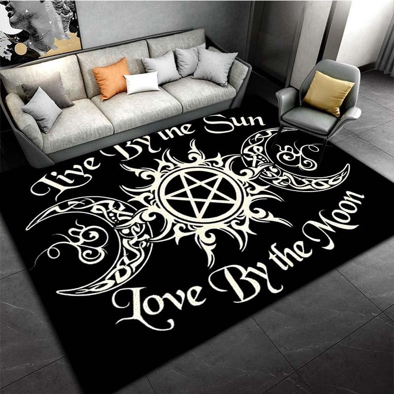 1pc Moon and Pentagram Sun Pattern Rug, Anti-skid Carpet, Suitable for Living Room Leisure Area Bedside Accessories Home Decor