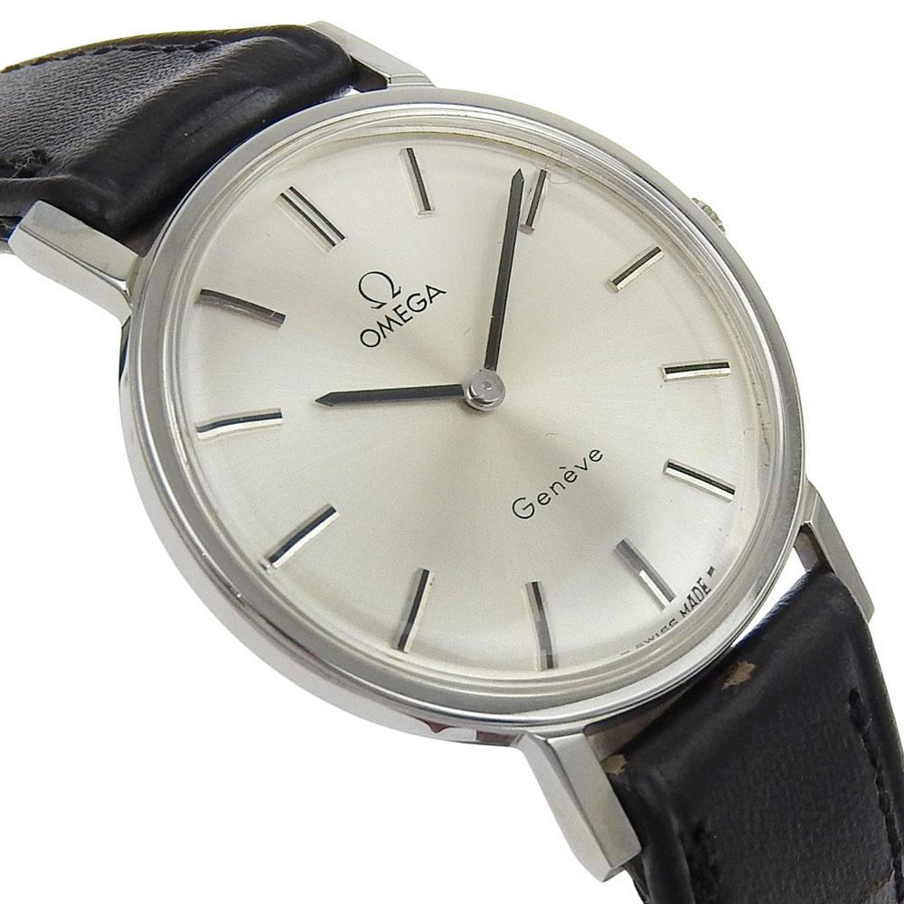 Omega Ceasuri Geneva cal.625 Cadran Argintiu Oțel Inoxidabil/piele Mecanic cu Întoarcere Manuală Afișaj Analogic pentru bărbați Folosit