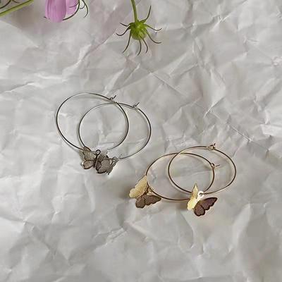 Versatile Korean Butterfly Circle Earrings: Minimalist Retro Design for Women