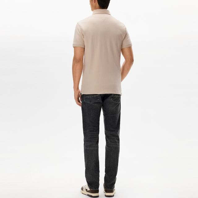 Tommy Hilfiger Lightweight Business Casual Breathable Slim Fit Solid Color Basic Short Sleeve Polo Shirt Men Tops 78JA598ACI