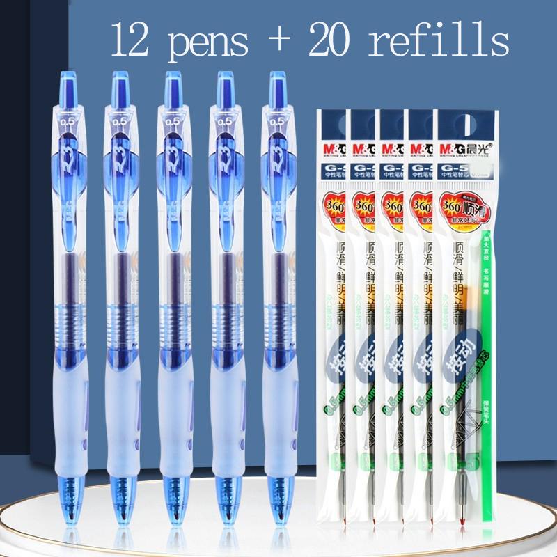 M&G Gel Pen 0.5mm, Black/Blue, Soft Grip, Refillable, Suitable for Students and Office Use