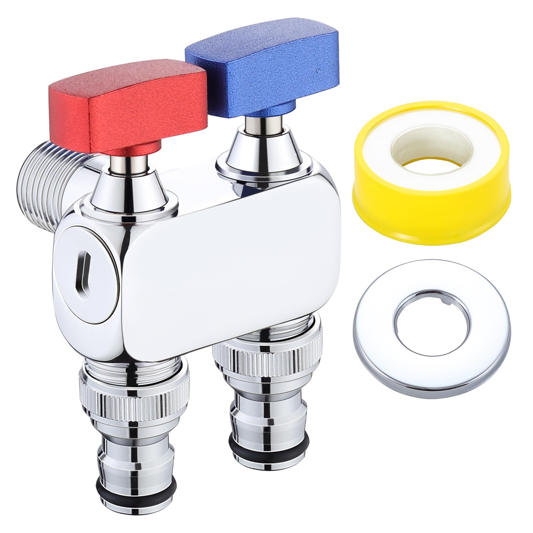 

Mini double-way faucet for watering, made of brass, freeze-resistant, suitable for washing machines, 2 outlets, cold climate specifications, plated su