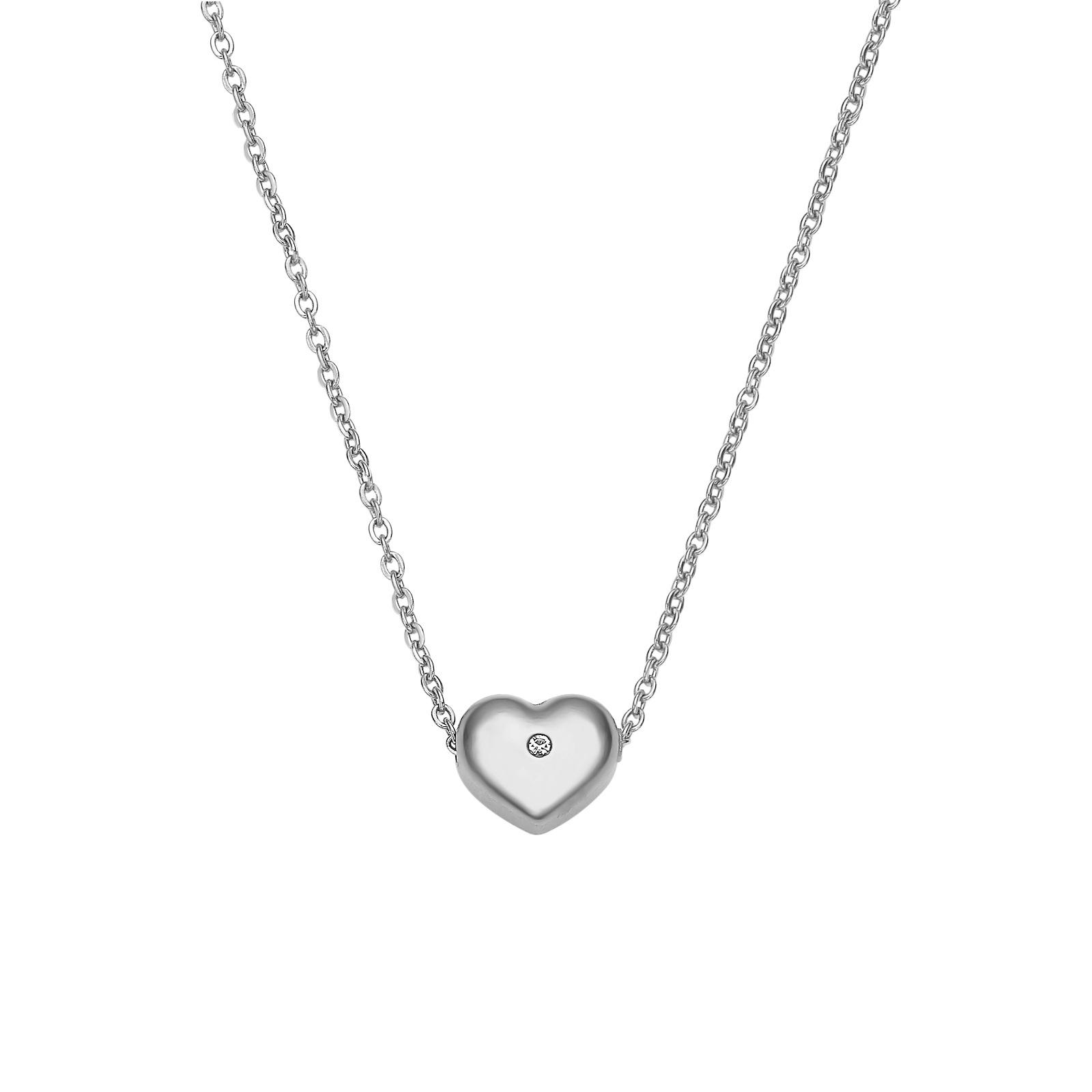 Korean Style Heart Shaped Zircon Pendant Titanium Steel Necklace