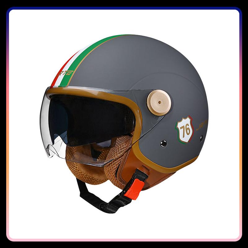 3/4 Open Face Helmet Daul Visor Retro Semi-open Helmets Men Women DOT ECE Double Lens Jet Helmets Motorcycle Accessories