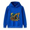 Kids Excavator Print Hoodie Sweatshirt, Cartoon Construction Vehicle Pullover for Boys Girls, Casual Long Sleeve Tops for Daily Wear